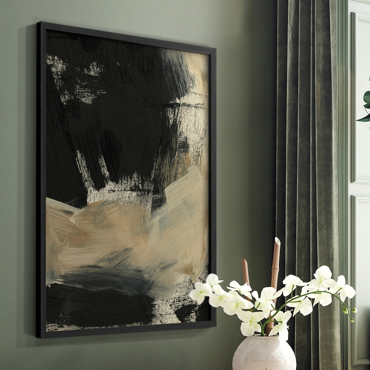Baked Paintstrokes VI Framed Print in Black Solid Wood Framed Print No Nail Hanging