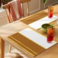 thumbnail image 4 of Modern Brown Gold Placemats Set of 4 Minimalist Geometric Yellow Striped Place Mats Indoor Wipeable Table Mats Washable Cloth Dining Table Placemats for Kitchen Holiday Party Home Decor 13x19 Inch, 4 of 9