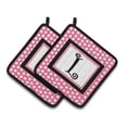 thumbnail image 4 of Caroline's Treasures Letter H Monogram - Pink black Polka Dots Pair of Pot Holders , 7.5HX7.5W, Multicolor, 4 of 7