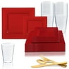 Disposable Plastic Party Dinnerware Set Square (120-Person Package)