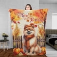 thumbnail image 3 of Happy Thanksgiving Pomeranian Give Thanks Fall Beanie Scarf Welcome Cozy Fleece Blanket Pom Dog Lover Gifts Warm Soft Throw Blanket - 00020, 3 of 5