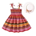 thumbnail image 1 of Robe pour Enfants Mignonne Rayée Robe d'Été Décontractée Jupe Florale Robe d'Été Tenue Robes Filles Rouge, 1 of 6