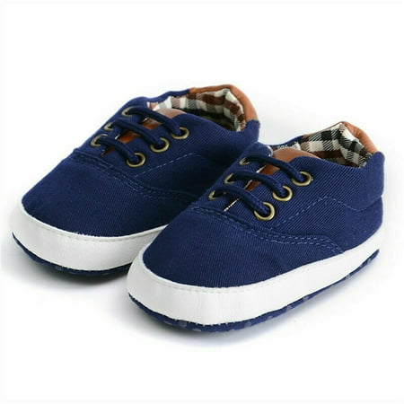 

Toddler Sneaker Baby Boys Girls Canvas Anti-Slip First Walkers Toddler Lace Up Sneakers Soft Sole