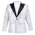 thumbnail image 2 of Aiihoo Kids Boys Notch Lapel Shiny Sequins One Button Tuxedo Blazer for Wedding Graduation Prom Silver 8, 2 of 7