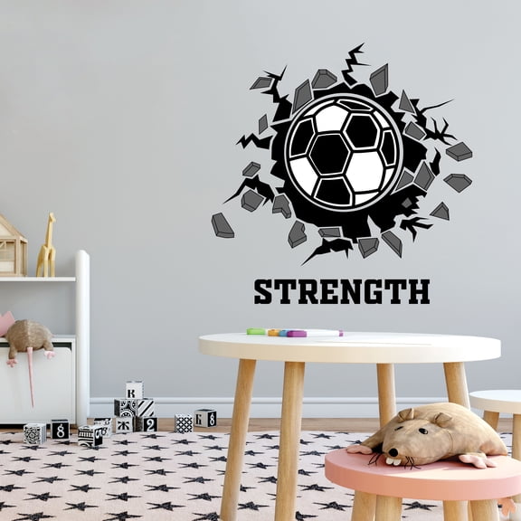 Sports Wall Decals for Boys Bedroom - Volleyball breaking through the Cracked Wall DIY & Creativity Boy Girl Bedroom Wall Sticker - Size: 10 In x 10 In