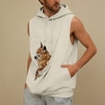 thumbnail image 2 of Men's Sleeveless Hoodie with Pet Pouch Pocket, Kangaroo Carrier, Drawstring Hood, Casual Pullover Sweatshirt Vest for Small Dog/Cat Outdoors, 2 of 5