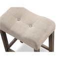 thumbnail image 3 of Roundhill Furniture Sora Button Tufted Counter Height Saddle Stool, Set of 2, Taupe, Wood, 24"H, 3 of 6