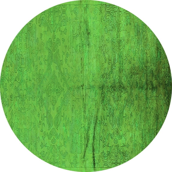 Ahgly Company Indoor Round Oriental Green Industrial Area Rugs, 6' Round