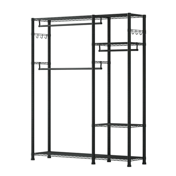 KFFKFF Heavy Duty Garment Rack with Adjustable Tiers, Steel Frame, 800 lbs Capacity, Closet Organizer with 3 Hanging Rods for Bedroom, Clothing Store, or Hallway