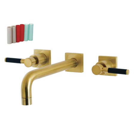 Kingston Brass KS6027DKL Kaiser Two-Handle Wall Mount Roman Tub Faucet, Brushed Brass