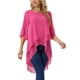 thumbnail image 4 of INSPIRAR CHIC Blusa de Chifón Asimétrica de Cuello Redondo con Mangas de Volante de 3/4 y Corte Alto-Bajo Color Rosa Fucsia Talla M, 4 of 6