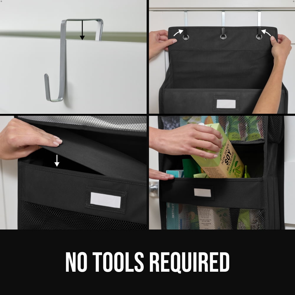GORILLA GRIP Over Door Organizer Holds 50lbs 5 Shelf Hanger for Bedroom, Bathroom 58x15 Inches Black