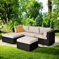 thumbnail image 3 of Gymax 5PCS Rattan Patio Conversation Set Outdoor Furniture Set w/ Ottoman Cushion, 3 of 10