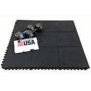 FlooringInc (5/8) Thick Evolution Rubber Floor Tiles - Equipment Mats, Gym Flooring and Utility, Black