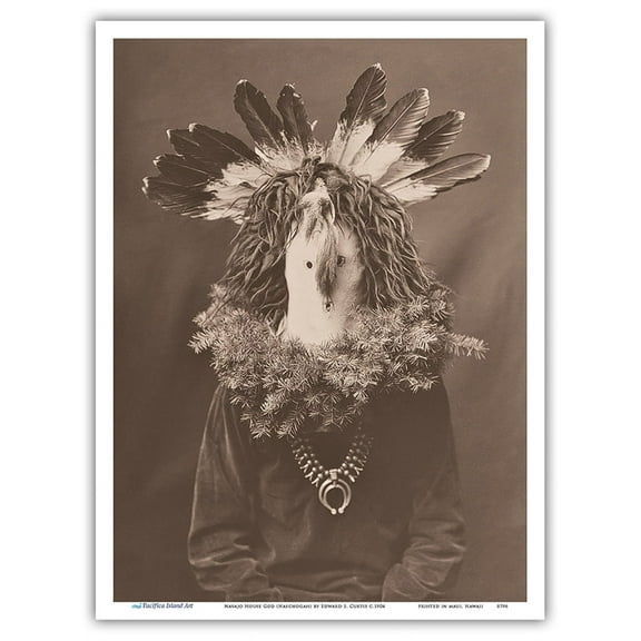 Navajo House God (Haschogan) - The Yebichai Hunchback - Vintage B&W Photograph by Edward S. Curtis c.1904 - Master Art Print (Unframed) 9in x 12in