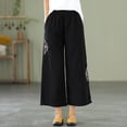 thumbnail image 5 of HomeGardon Womens Linen Pants Womens Wide Leg Pants,Summer All Ethnic Style Embroidered Disc Buckle Cotton Linen Solid Color Elastic Waist Loose Straight Leg Pants,M-XXXXXL, 5 of 6