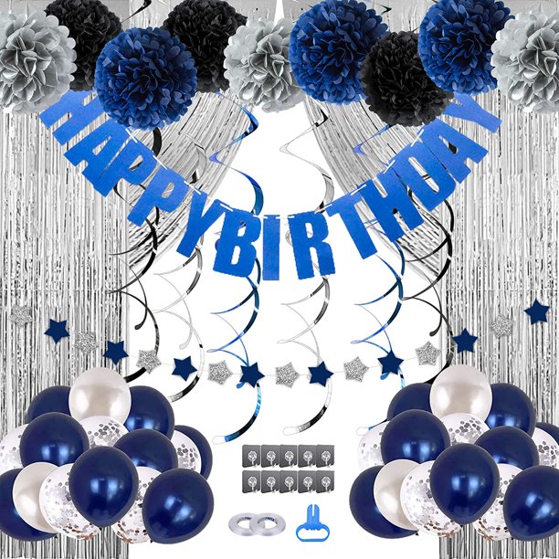 Birthday Decorations Men Blue Birthday Party Decorations For Men Women Boys Grils Happy Birthday Balloons For Party Decor Suit For 16th th 25th 30th 35th 40th 50th 60th 70th Walmart Com