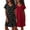 Cat Print + Wine Red, variant on 2 Pack Women Nightgown Sleepwear Flare Short Sleeve Sleepshirts Veck Sleepdress Causal Pajama Dress S-XXL