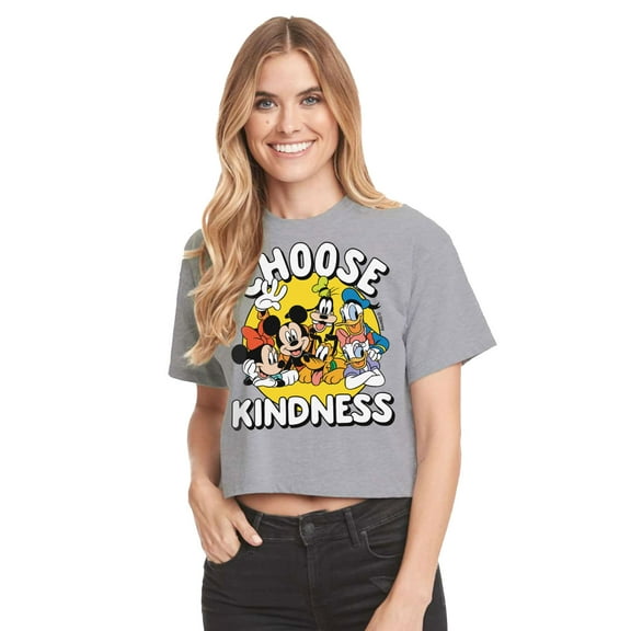 Mickey & Friends - Mickey & Friends Kindness - Juniors Cropped Cotton Blend T-Shirt
