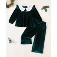 thumbnail image 3 of Yaoqi 18 Months Infant Baby Girl Outfit Set 24 Months Winter Clothes Ruffle Long Sleeves Pullover Top Solid Color Pants 2pcs Clothing Green, 3 of 6