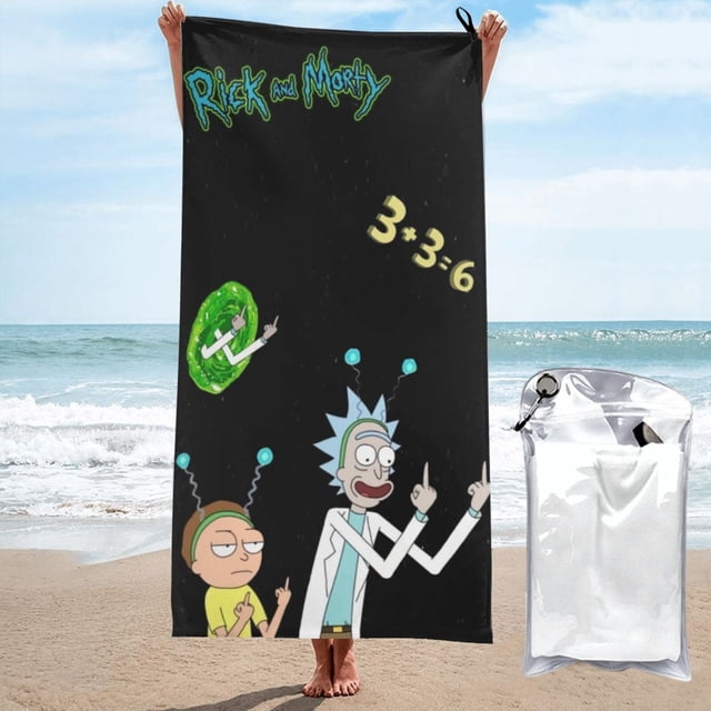 Toalla de playa Rick y Morty, suave, de secado rápido, resistente a la arena, para piscina, yoga, gimnasio, camping, toallas de baño ligeras, regalo para niños, niñas, niños y adultos, 31,5 x 63