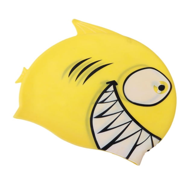 silicona natación antideslizante impermeable playa natación piscina sombrero de baño Tiburón amarillo Sharpla Sombrero de natación para niños