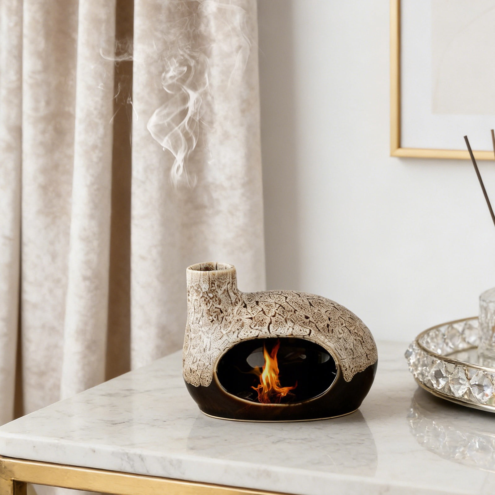 Inerposs Handcrafted Ceramic Palo Incense Censer, Wood Sticks Incense Holder, Aromatic Cone Burner, Home Decor for Relaxation and Meditation, Unique Gift for Friends and Family
