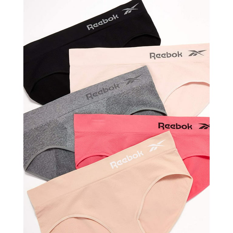 Reebok Women's Relaxed Waistband Stretch Performance Seamless Hipster  (Grey, Light Pink, Coral, Nude, Black, XL)