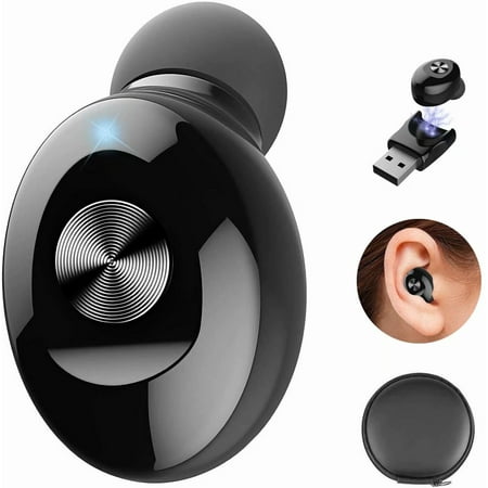 Black Friday Deals! Bluetooth Earpiece, V5.0 Mini Bluetooth Earbud Smallest Wireless Headphones w/CVC 8.0 Noise Cancelling Mic, Invisible Car Bluetooth Headset w/8 Hrs with USB Charger (One