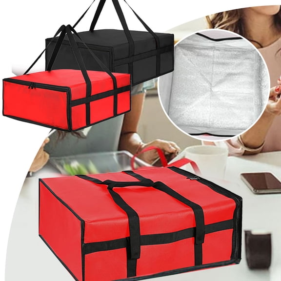 15.75X15.75X5.91Inch Pizza Delivery Bag Insulated Bags for Deliveries, Insulated Pizza Carrier Delivery Bag Food Bag for Personal and Professional Use (Red)