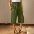 thumbnail image 5 of Womens Plus Size Capris Women Solid Color Elastic Waist Sports Casual Pants With Side Pockets, 5 of 8