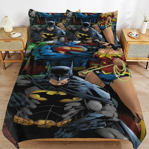 Duvet Cover Bedding Set Cartoon Print Soft Quilt Cover 3 Pieces, 1 Comforter Cover & 2 Pillowcases for Kids Teens Boys Girls Room Decor 86"x70"