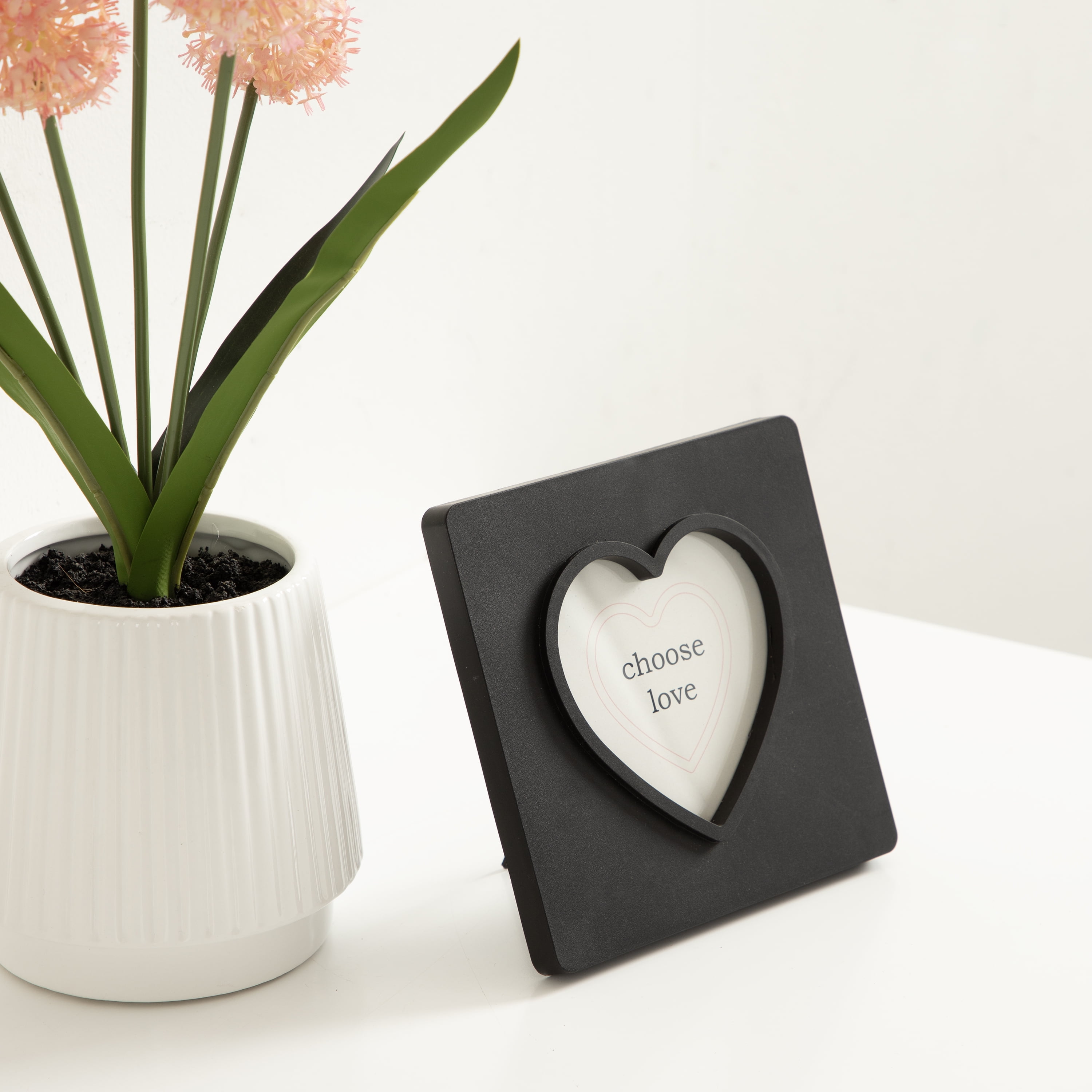 (3 pack) DesignOvation 4x4 Heart Black Decorative Tabletop Picture Frame