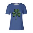 thumbnail image 4 of Puntoco Tops for Women 2025 Clearance St. Patrick Day Shirt Women: Green Shamrock Tee Clover Vintage Tee Top Four Leaf Retro T Shirts Blue XXXL(XXXL), 4 of 4