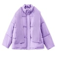 thumbnail image 4 of Parkas de manga larga para mujer, chaqueta corta con capucha y plumón, abrigo grueso de algodón holgado., 4 of 6