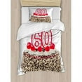 thumbnail image 3 of 60th Birthday Duvet Cover Set Queen Size, Happy Party Sweet Cake with Candles Cherries and Tasty Sprinkles Image Photo, Decorative 3 Piece Bedding Set with 2 Pillow Shams, Multicolor, by Ambesonne, 3 of 3