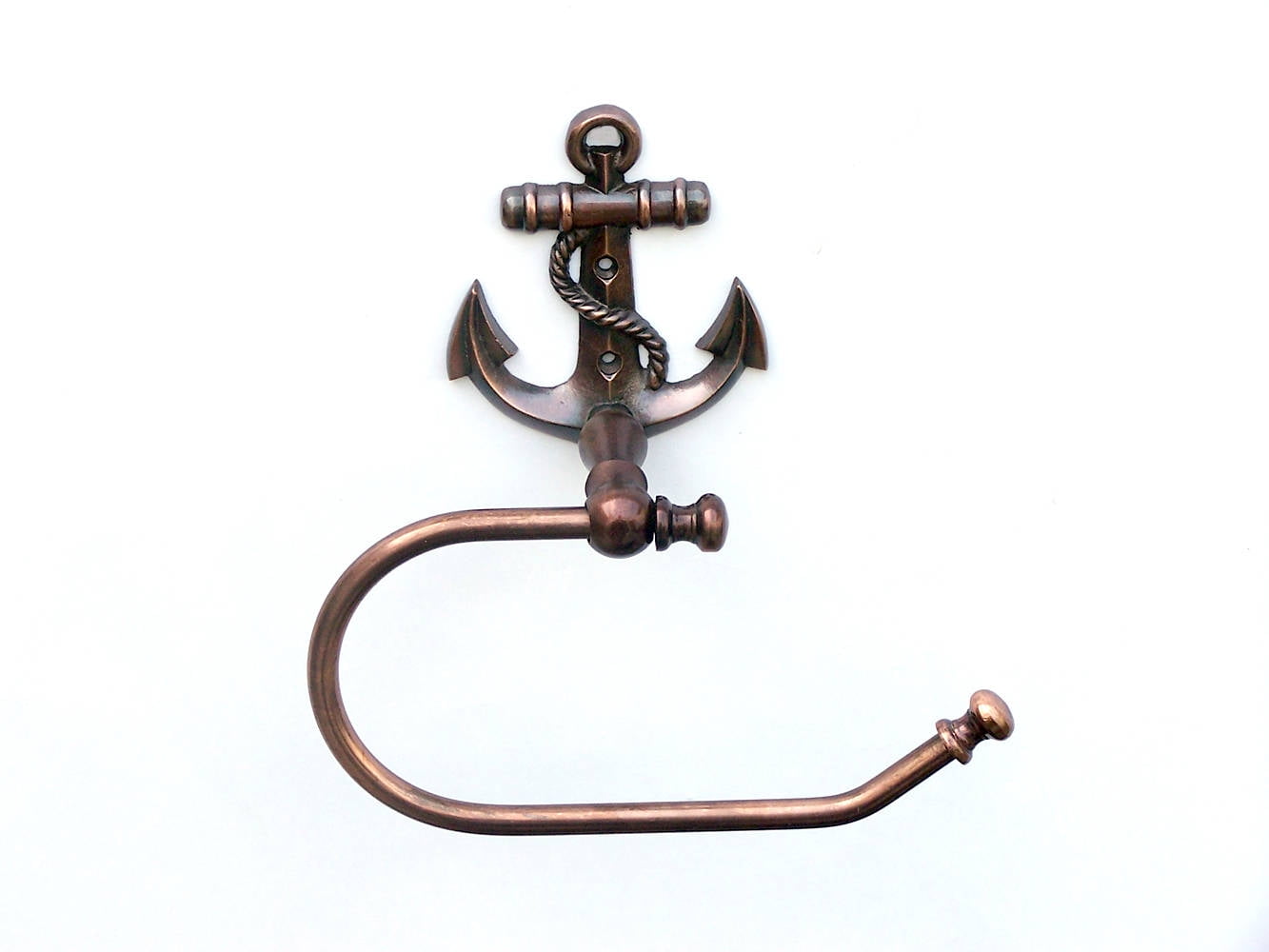 Handcrafted Cast Iron Antique Copper Anchor Toilet Paper Holder 10