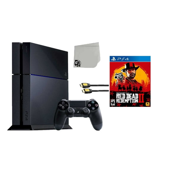 Restored Sony PlayStation 4 500GB Gaming Console Black with Red Dead Redemption 2 BOLT AXTION (Refurbished)
