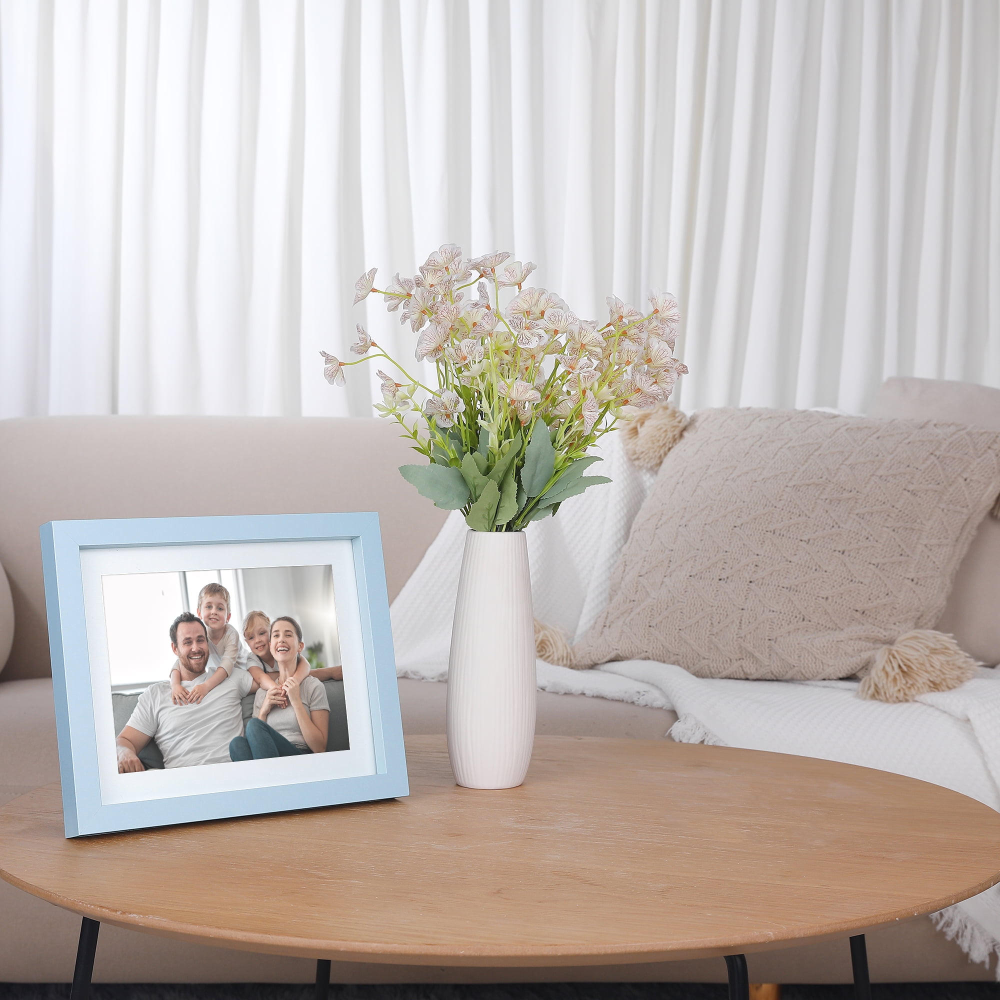 Unique Bargains Picture Frame Rustic Texture Frame Distressed Farmhouse Light Blue 6x8