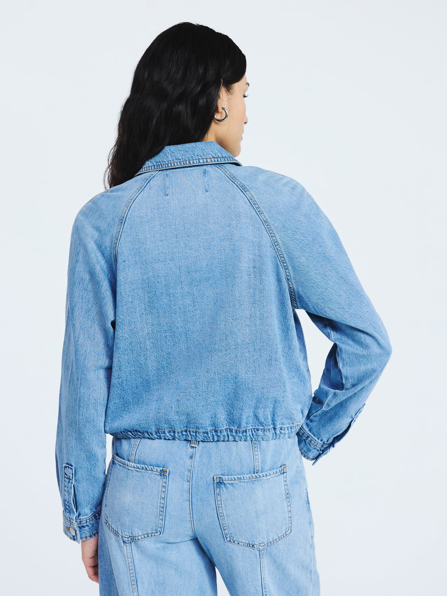 Scoop Women's and Women's Plus Denim Bomber Jacket, Midweight, Sizes XS-4X