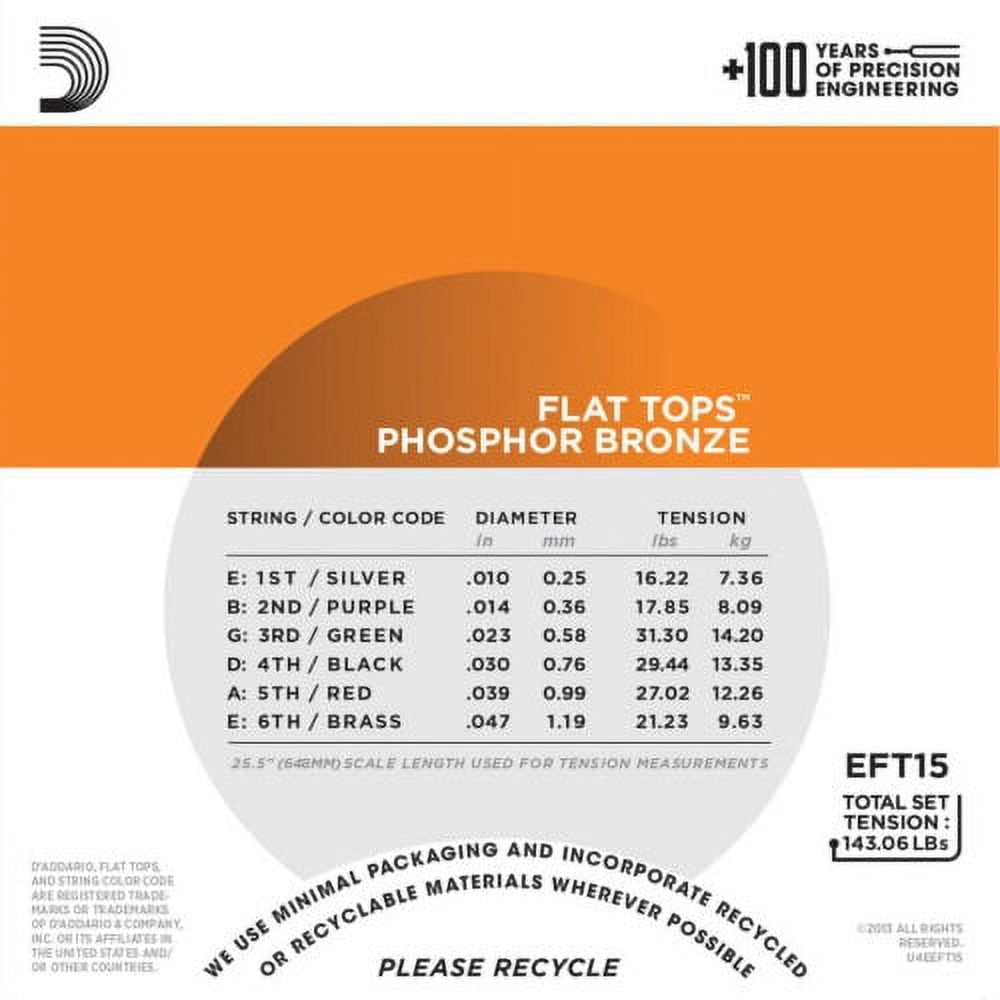 D'Addario Guitar Strings 5 Pack  Acoustic  EFT15  Extra Light