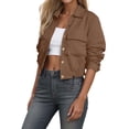 thumbnail image 2 of Cropped Jacket for Women 2025 Long Sleeve Single Lapel Casual Jackets Cardigan Coat Outerwear, 2 of 6