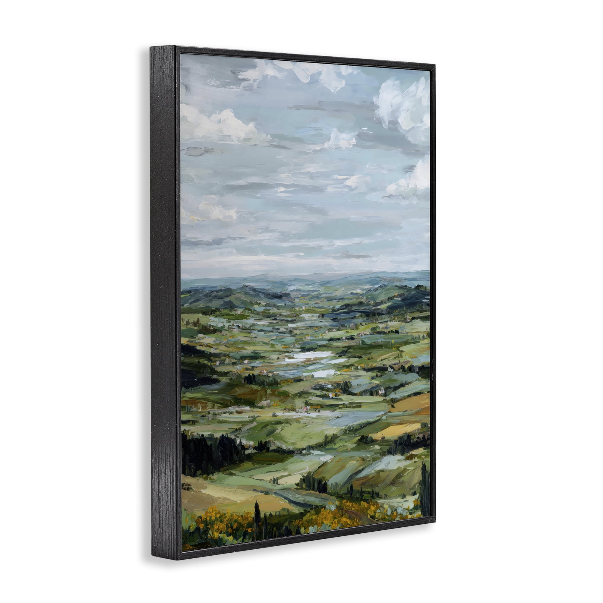 Stupell Industries Valley Living with Verdant Hills Black Framed Giclee Art, design by Petal Prints Design