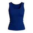 thumbnail image 6 of JULMCOMO Ribbed Tank Tops for Women Scoop Neck Slim Fit Casual Tank Tops Sleeveless Solid Comfy Summer Shirts Dark Blue L, 6 of 6