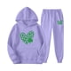 thumbnail image 1 of Gibobby Conjunto de sudadera y pantalones Nuevo Conjunto de Sudadera con capucha informal, , monocromática, Plus St, estampado de cuatro hojas, sudadera con c(Morado,M), 1 of 4
