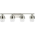thumbnail image 5 of Beckner Collection Four-Light Brushed Nickel Clear Glass Urban Industrial Bath Light, 5 of 11