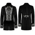 thumbnail image 3 of IYTR Men's Gothic Coat Solid Color Long Sleeve Jacket Zipper Stand-up Collar Medieval Retro Swallowtail Coat Black XXL, 3 of 6