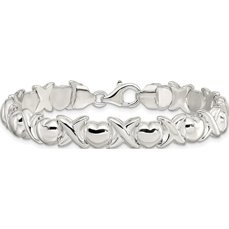 Sterling Silver Polished X And O Bracelet (7 9) Made In