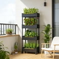 thumbnail image 4 of Support à Plantes Roulant à 3/4 Niveaux avec Roues, Chariot de Rangement en Plastique Gain de Place pour Usage Intérieur Extérieur, 4 of 6