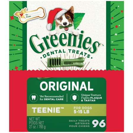 Greenies Christmas Limited Edition Packaging Teenie Dog Dental Treats, 96-Count, 27 oz. Box